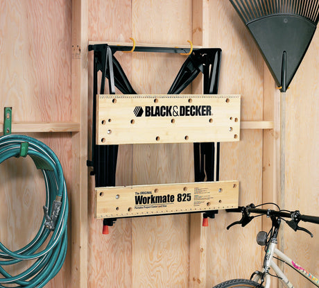 Établi pliant Black & Decker Workmate 825, établi portable bois et métal, couleur beige et noir.