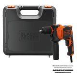 Perceuse électrique BLACK+DECKER orange et noire avec coffret et forets