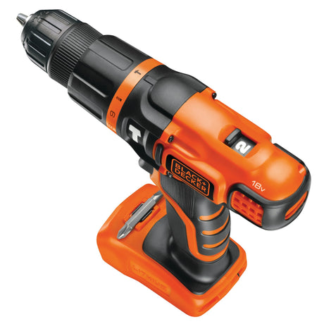 Perceuse sans fil Black+Decker, couleur orange et noire, outil électroportatif rechargeable