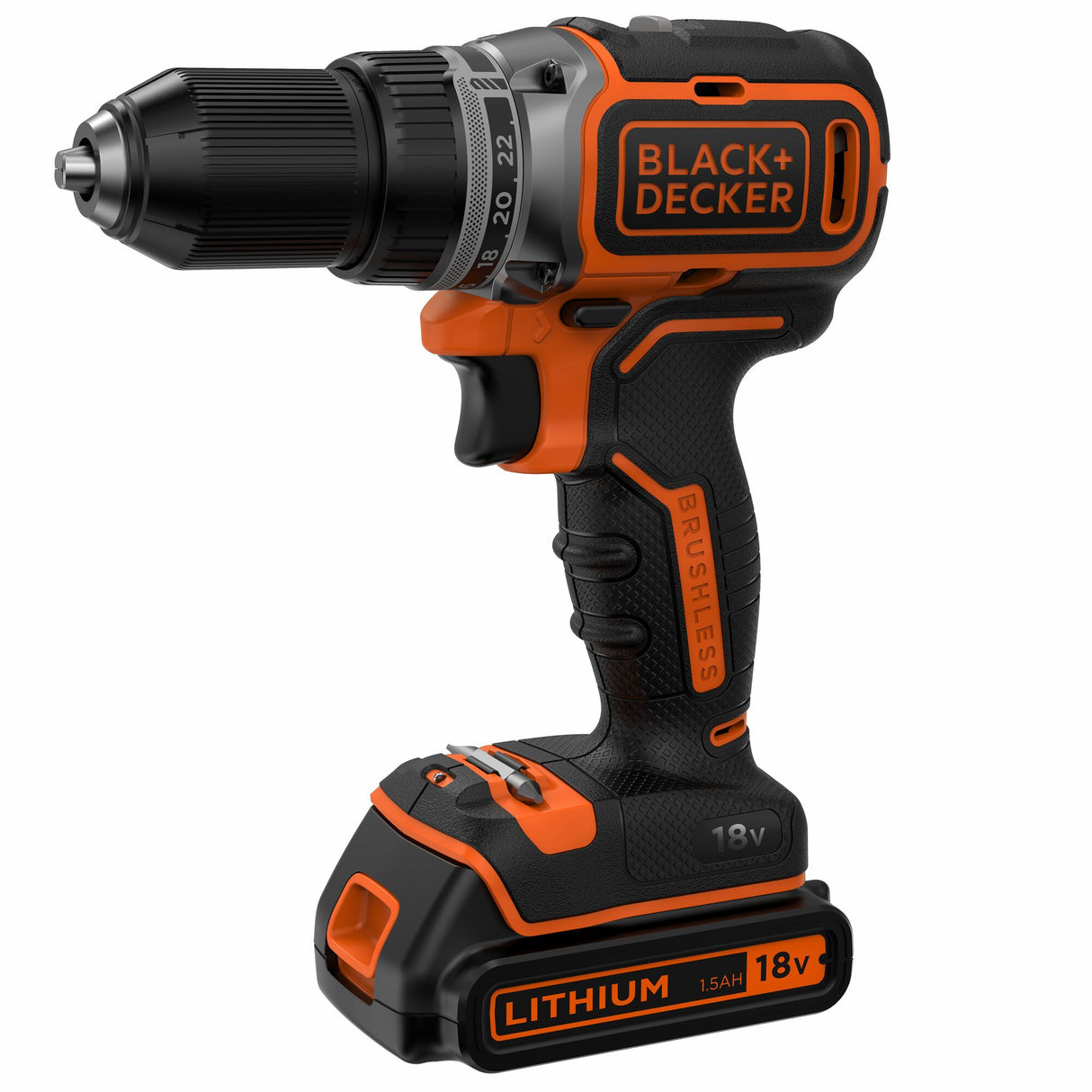 Perceuse sans fil BLACK+DECKER, outil électroportatif noir et orange, batterie 18V