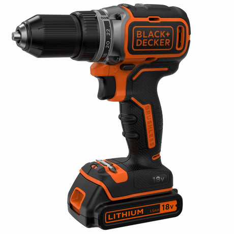 Perceuse sans fil BLACK+DECKER, outil électroportatif noir et orange, batterie 18V