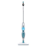 Balai vapeur BLACK+DECKER, nettoyeur sol, blanc et bleu, modèle vertical.