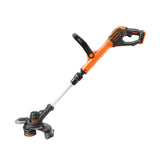 Coupe-bordure Black+Decker, outil de jardin orange et noir, sans fil.