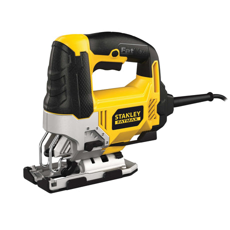 Scie sauteuse électrique Stanley Fatmax jaune et noire, outil électroportatif de précision.