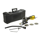 Scie circulaire électrique Stanley Fatmax jaune et noire avec accessoires et coffret de transport