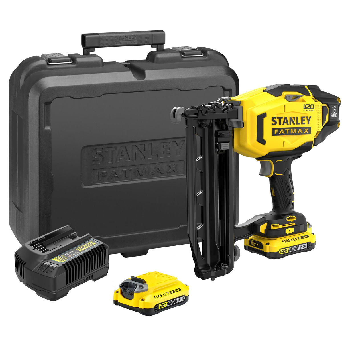 Cloueur sans fil Stanley FATMAX, outillage, jaune et noir, avec valise et accessoires