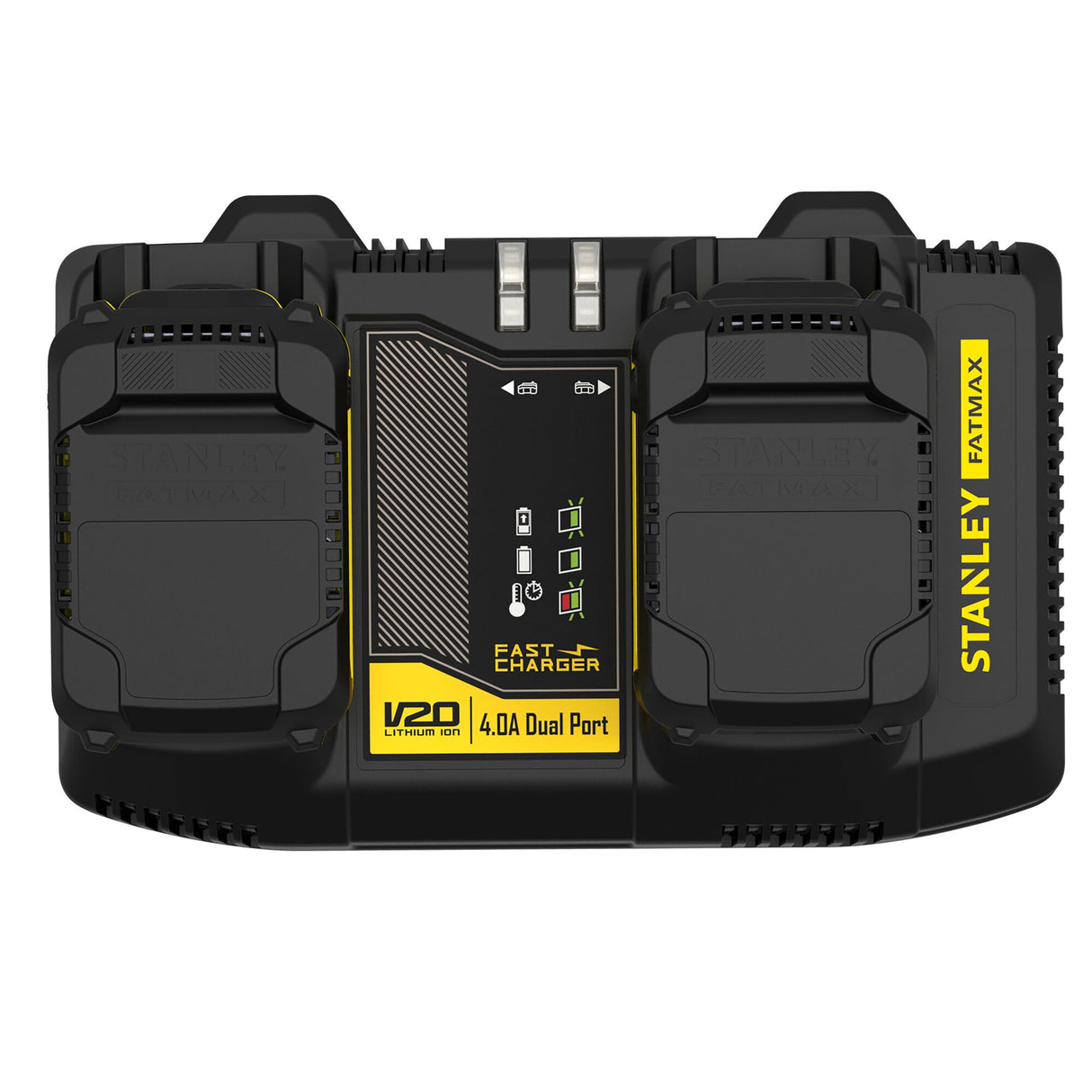 Chargeur double Stanley Fatmax, outil électroportatif, noir et jaune