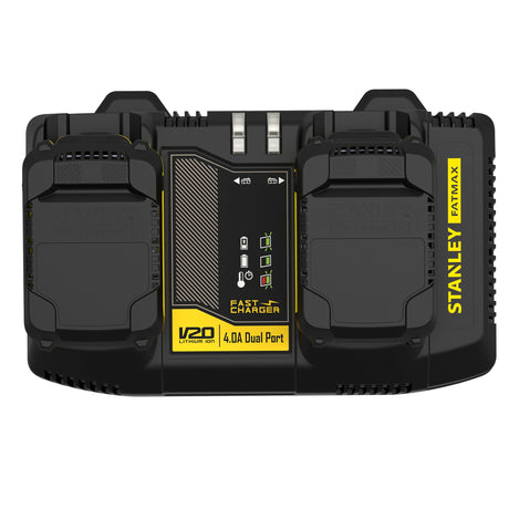 Chargeur double Stanley Fatmax, outil électroportatif, noir et jaune