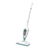 Balai vapeur Black+Decker, nettoyeur vapeur, blanc et bleu, design moderne.