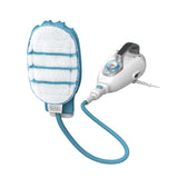 Nettoyeur vapeur Black+Decker, type gant, couleur blanc et bleu.