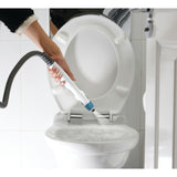 Nettoyeur vapeur blanc et bleu Polti pour toilettes, désinfection efficace, couleur blanche