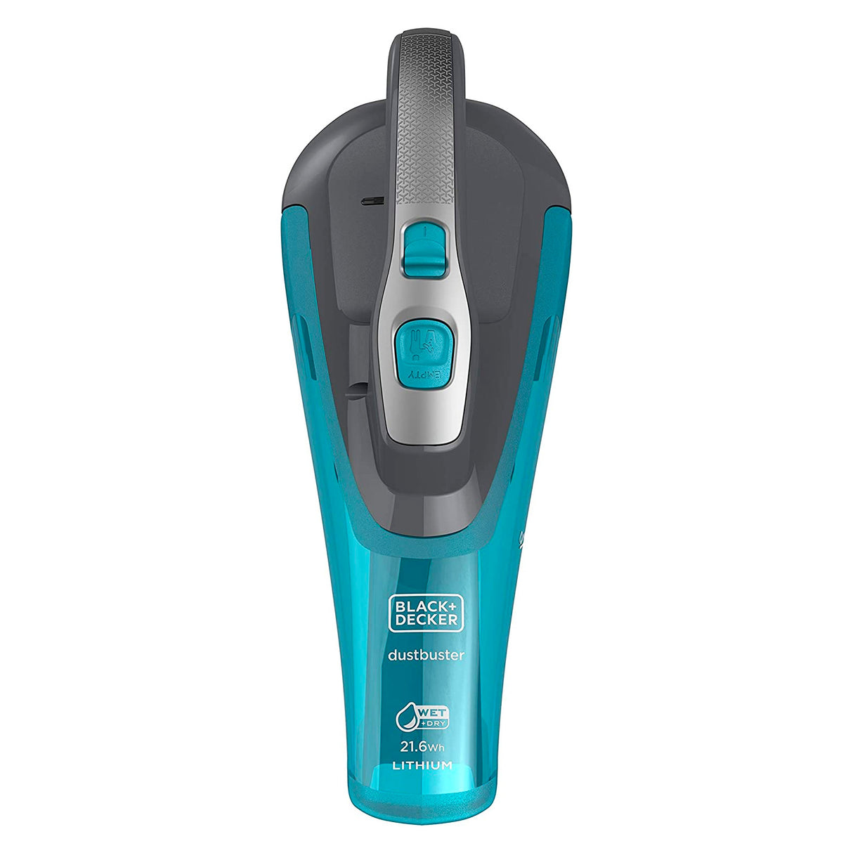 Aspirateur à main Black+Decker Dustbuster bleu turquoise, compact et sans fil.