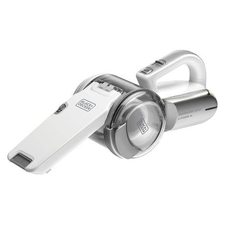 Aspirateur à main Black+Decker Dustbuster Pivot blanc et gris, compact et sans fil.