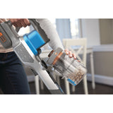Aspirateur sans fil Black+Decker, type balai, couleur blanc et bleu
