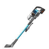 Aspirateur balai Electrolux sans fil bleu et gris avec accessoires visibles