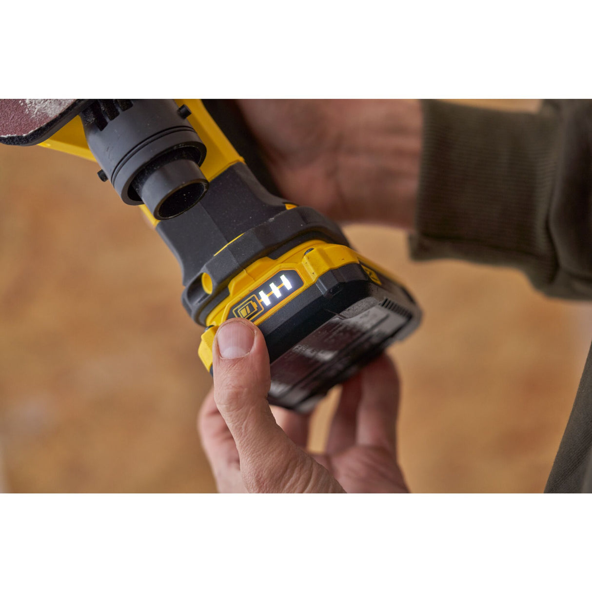Ponceuse électrique Dewalt, outillage sans fil, couleur jaune et noire, affichage LED