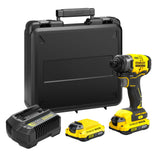 Perceuse visseuse Stanley, couleur jaune et noire, avec coffret et accessoires