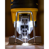 Scie sauteuse DeWalt, outil électroportatif, couleur jaune et noire, gros plan