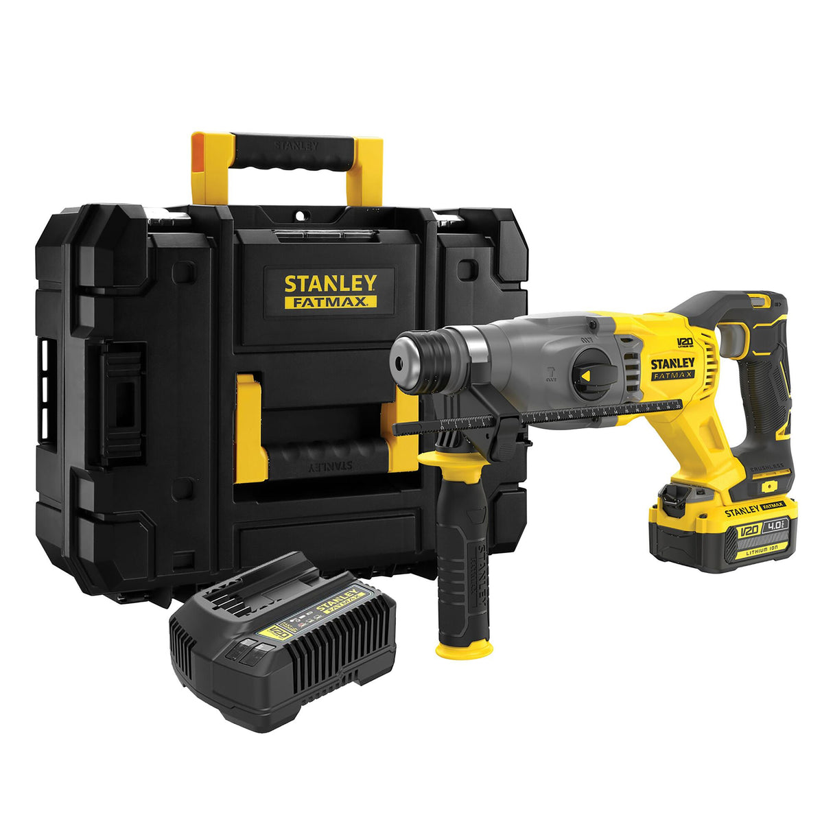 Perforateur Stanley Fatmax sans fil, couleur jaune et noir, avec coffret et batterie