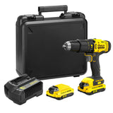 Perceuse-visseuse sans fil Stanley FATMAX jaune avec valise, chargeur et batteries