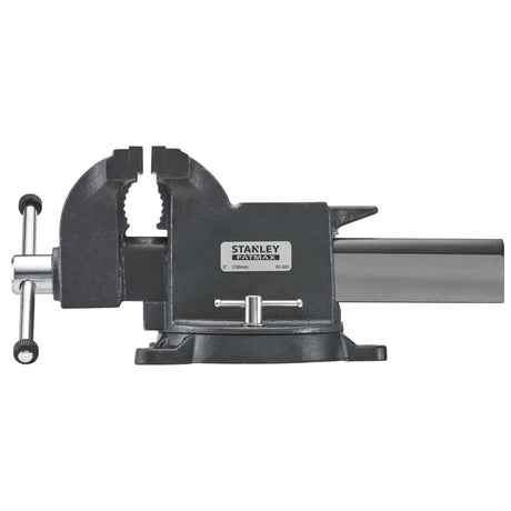 Étau Stanley Fatmax, outil d'établi en métal gris foncé, robuste et résistant.