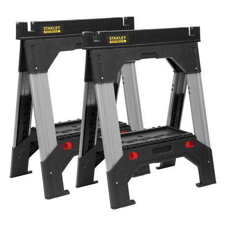 Tréteaux Stanley FATMAX, outillage, couleur noir et gris, lot de deux.