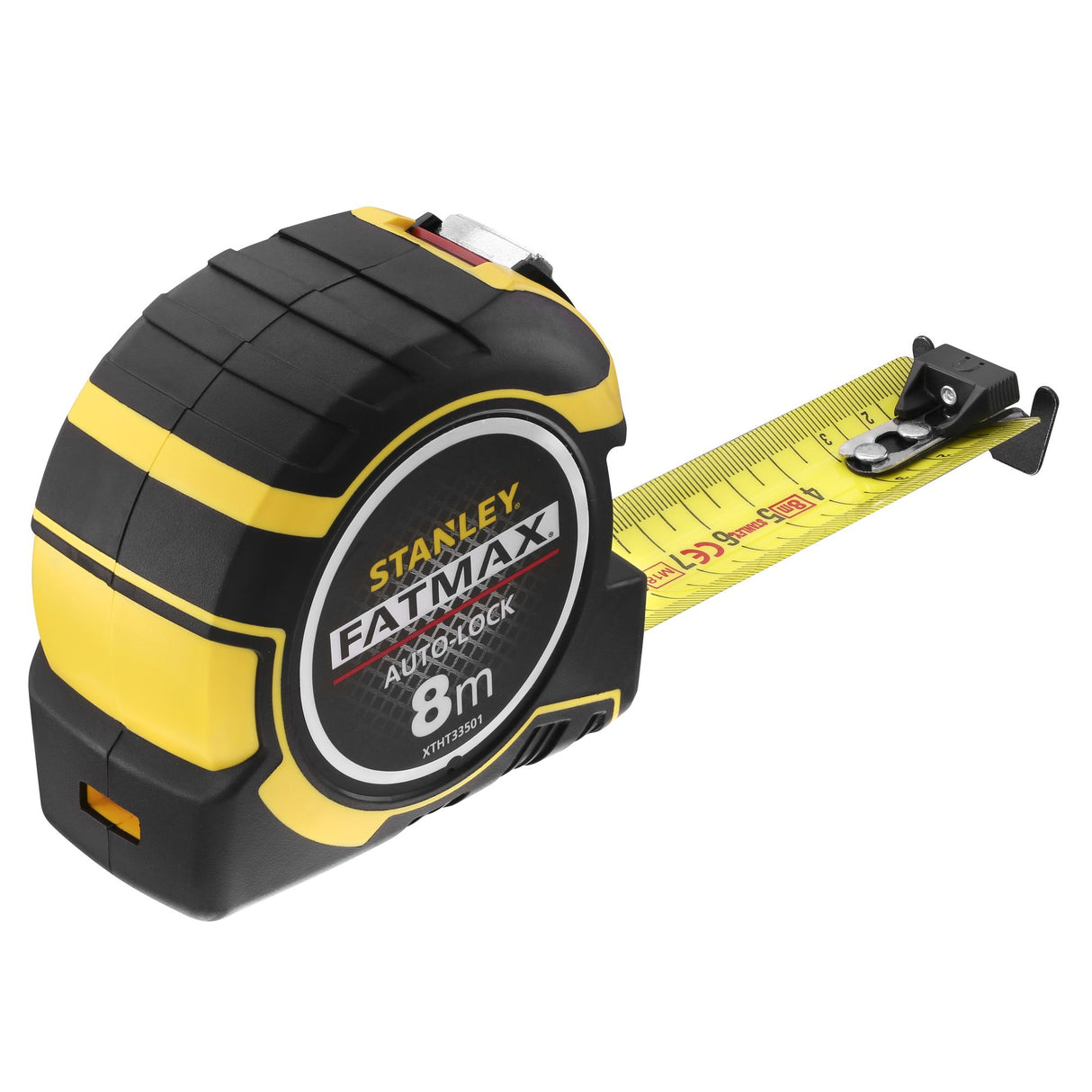 Mètre ruban Stanley, modèle FatMax, outils de mesure jaune et noir, longueur 8m.