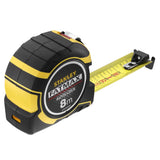 Mètre ruban Stanley, modèle FatMax, outils de mesure jaune et noir, longueur 8m.