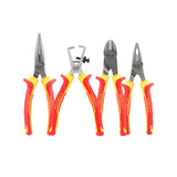 Set de pinces Stanley, outillage main, poignées rouge et jaune.
