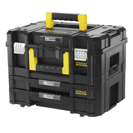 Boîte à outils Stanley Pro-Stack noire et jaune, rangement modulable à tiroirs