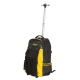 Sac à dos Stanley Fatmax noir et jaune, sac à outils à roulettes, poignée télescopique