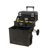 Coffre à outils Stanley FatMax noir avec roulettes, compartiments jaunes, type valise