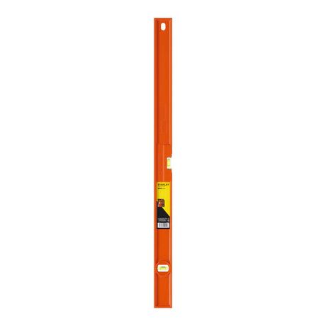 Niveau à bulle Stanley de couleur orange, outil de mesure précis.