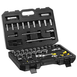 Coffret à douilles Facom, type mallette à outils, couleur noire et métal argenté.