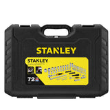 Mallette noire Stanley, coffret à douilles et cliquets, outils métalliques argentés