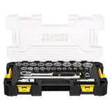 Coffret à douilles Stanley Fatmax, outillage main, couleur noir et jaune.