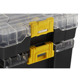 Boîte à outils Stanley Fatmax noire et jaune avec couvercle transparent