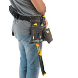 Ceinture porte-outils Stanley noire avec outils, marque Stanley, couleur noire.