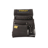Porte-outils Stanley, pochette en cuir noir avec plusieurs compartiments
