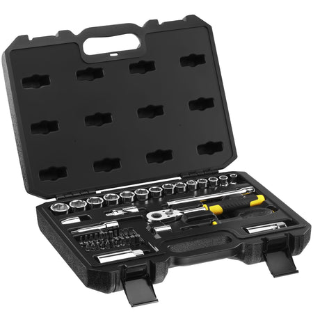 Coffret à douilles Facom, outillage main, couleur noir et jaune, dans une mallette rigide