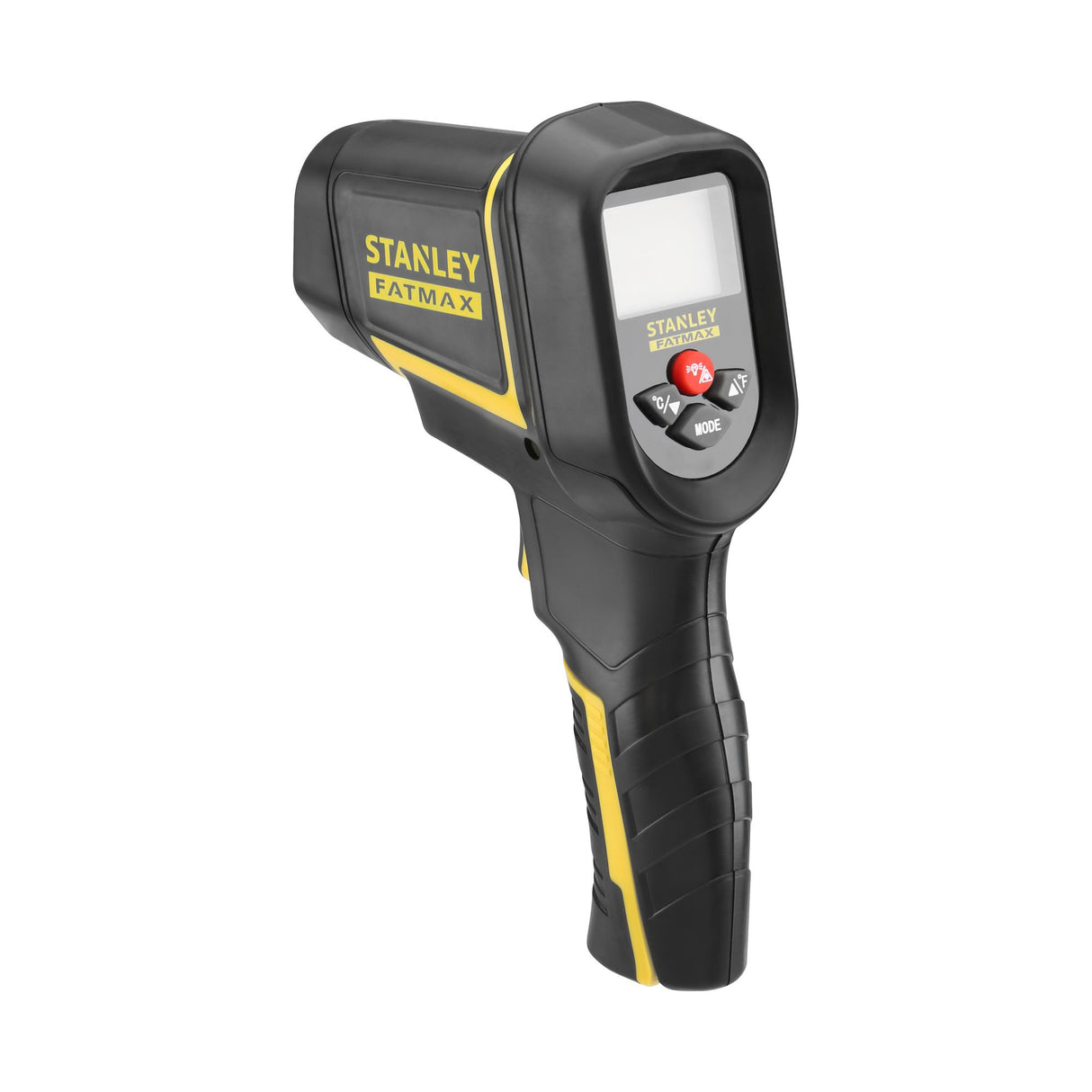 Thermomètre infrarouge noir et jaune Stanley FatMax, outil de mesure de température.