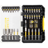 Coffret d'embouts de vissage Stanley, outillage, couleur noire et jaune.
