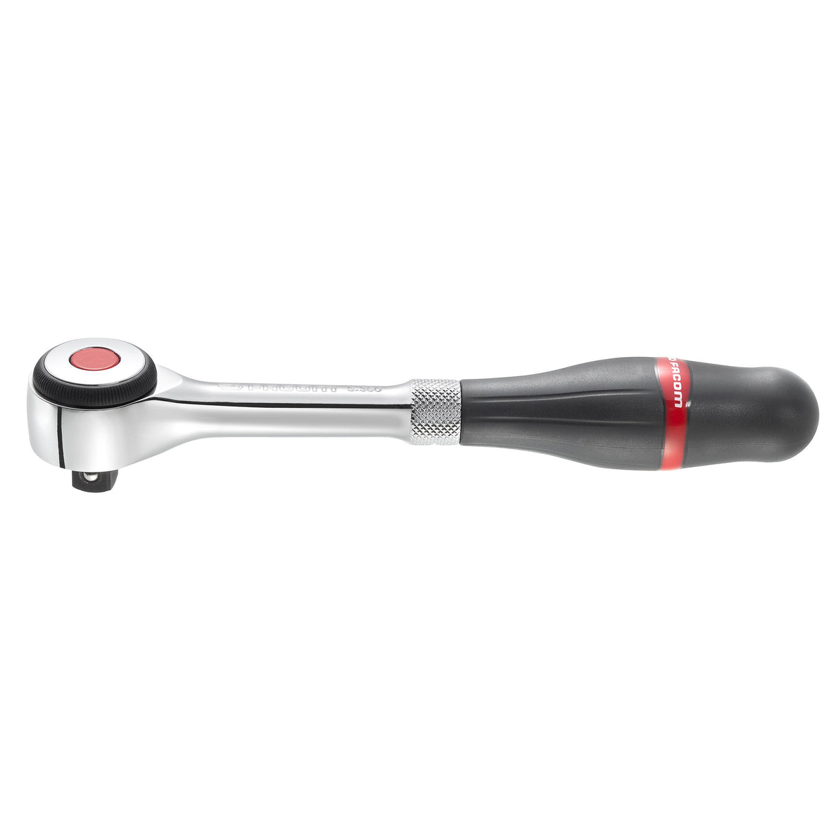 Clé à cliquet Facom, outil noir et argent, poignée ergonomique, finition brillante.