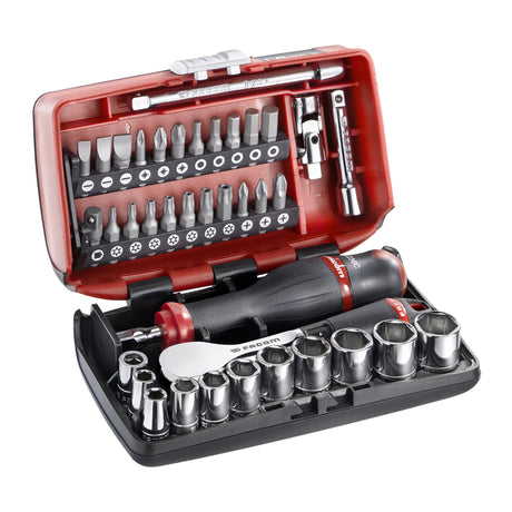 Coffret d'embouts et douilles Facom, outillage main, couleur noir et rouge