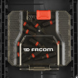 Coffret embouts de vissage Facom, noir et rouge, vue de dessus.