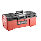 Boîte à outils Facom rouge et noire en plastique avec poignée, rangement outillage