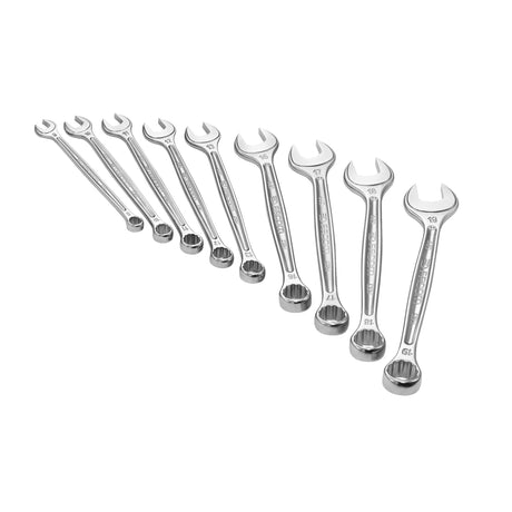 Jeu de clés mixtes Facom, outillage argenté, neuf, en métal chromé, 9 pièces.
