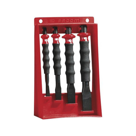 Set de burins Facom noir et rouge, porte-burins inclus, outillage à main