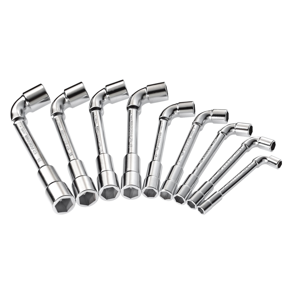 Jeu de clés à pipe Facom, outillage argenté, assortiment de tailles.