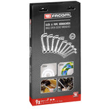 Coffret de clés à pipe débouchées Facom, type outillage, couleur argentée